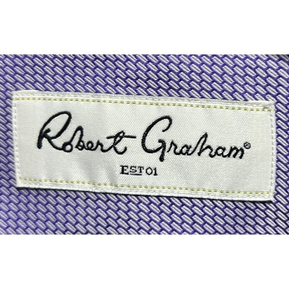 Robert Graham Jot Button Down Long Sleeve Shirt Purple Size 42 16.5 NWT - Picture 4 of 5